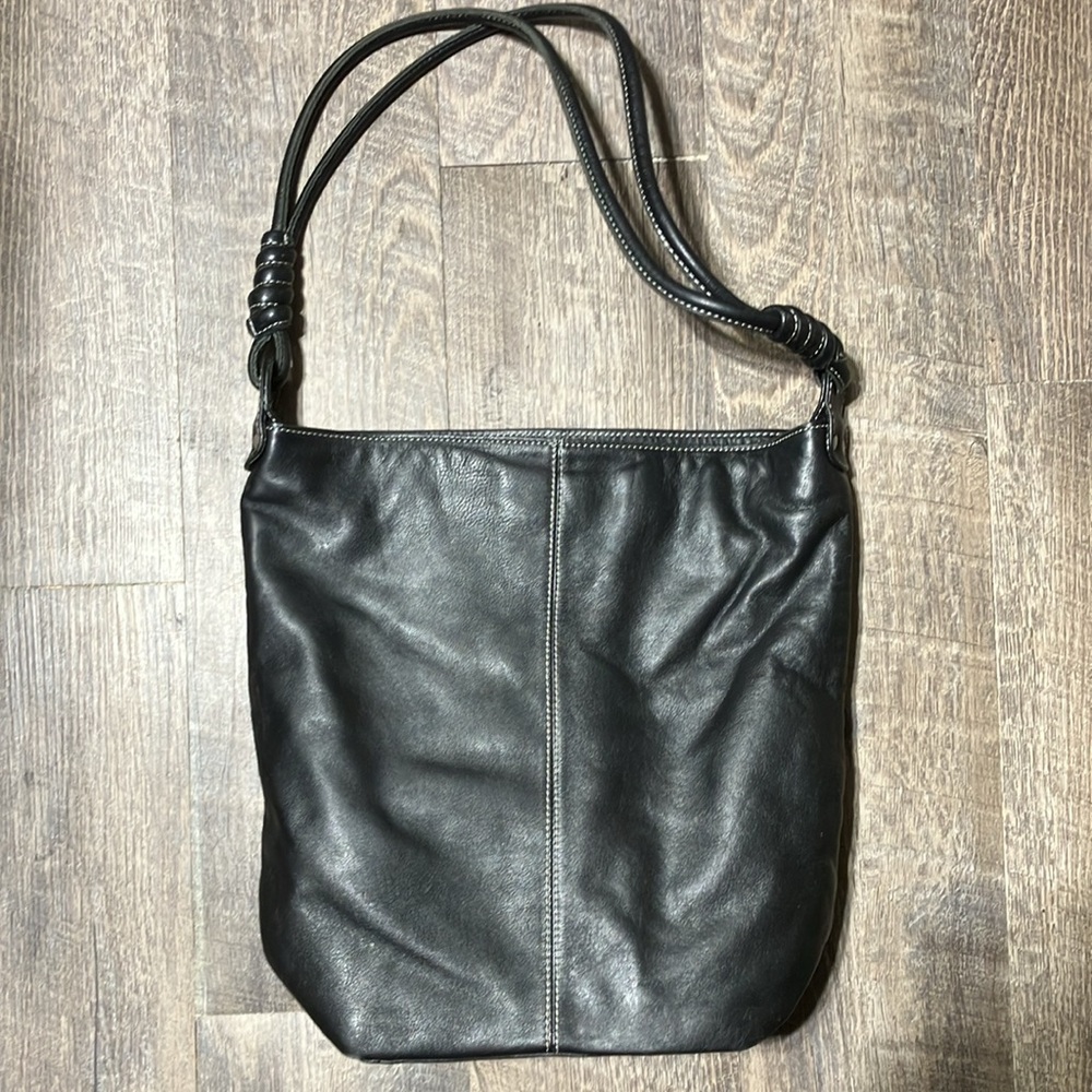 Vintage Nino Bossi Genuine Leather Hobo Shoulder Bag Black - Picture 8 of 8